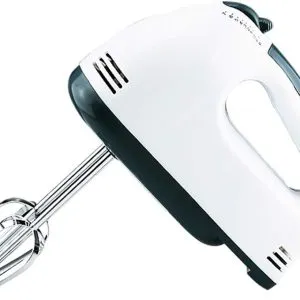 Electric hand mixer multi speed handheld mixer blenderincludes 2 beaters 2 dough hook for easy whippingmixing cookiescakesand dough batters white one size