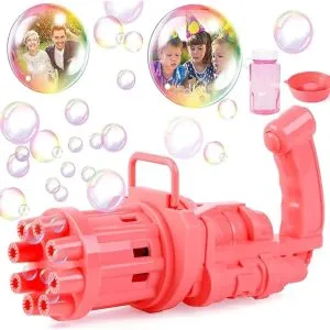 8 holes gatling bubble gun electric bubble maker with 1 solution pack of 1