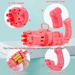 8 holes gatling bubble gun electric bubble maker with 1 solution pack of 1